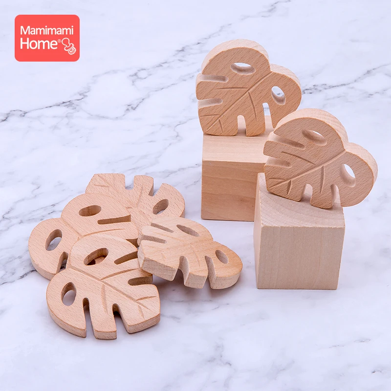 

10PC Baby Teether Beech Maple Shape Tiny Rod Teether Pendant Pacifier Chain Wooden Chew Toys Teething Jewelry Pendant Bpa Free