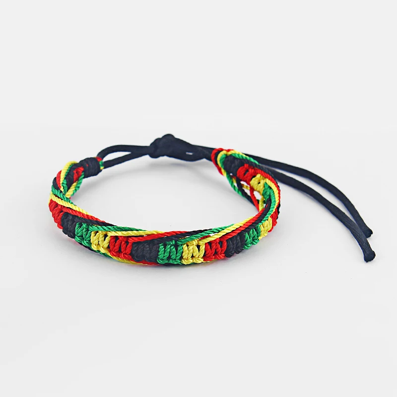 12pcs Handmade Cotton Silk Cord Rasta Hippie Jamaican Color Friendship Bracelet DIY Exquisite Fashion Jewelry