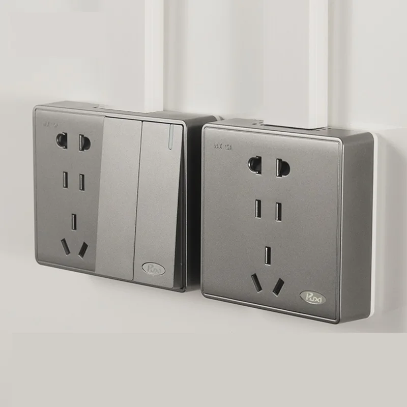 Surface Mount Wall Switch and Wall Socket Frost Grey Fashion 1Gang 1Way 2Gang 2Way 3Gang 3Way 4Gang 4Way Switch Surface Mount