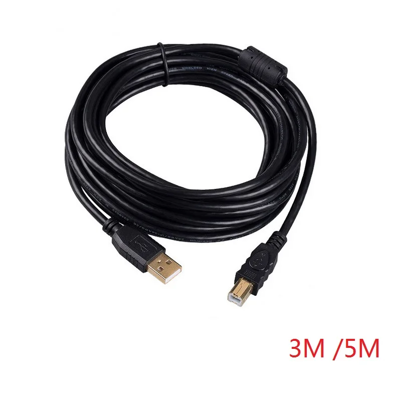 Eunaimee 2m 3m 5m USB 2.0 High Speed Cable Long Printer Lead A to B Black Shielded Gold Color