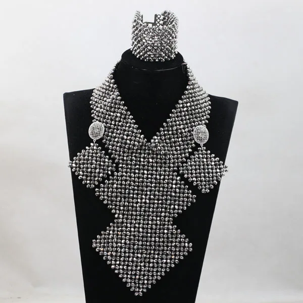 New Design Silver African Beads Bridal Jewelry Set Luxury Handmade Indian Costume Women Necklace Set New Free Shipping ABH320