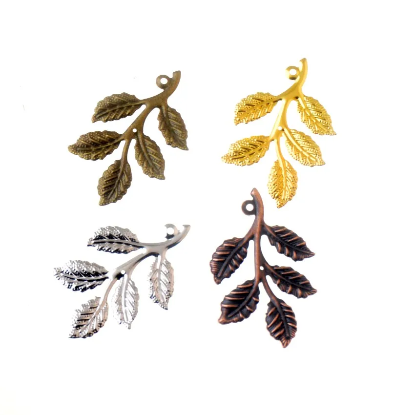 Free shipping 20Pcs Leaf Filigree Wraps Connectors Metal Crafts Gift Decoration DIY 32x50mm