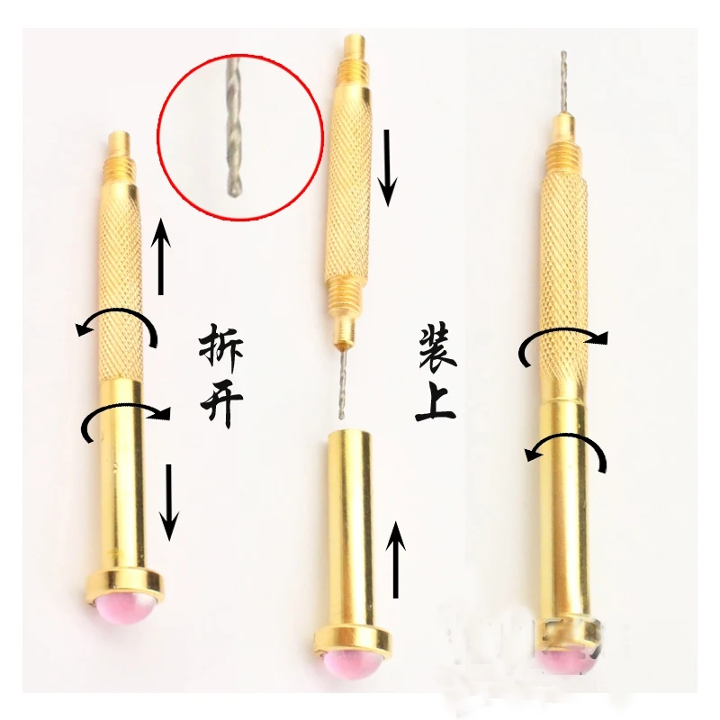 New 2pcs/lot Gold Hand Nail File Drill Bit Dangle Piercing Drill Nail Art UV Gel Acrylic Tips Pierce DIY Tool