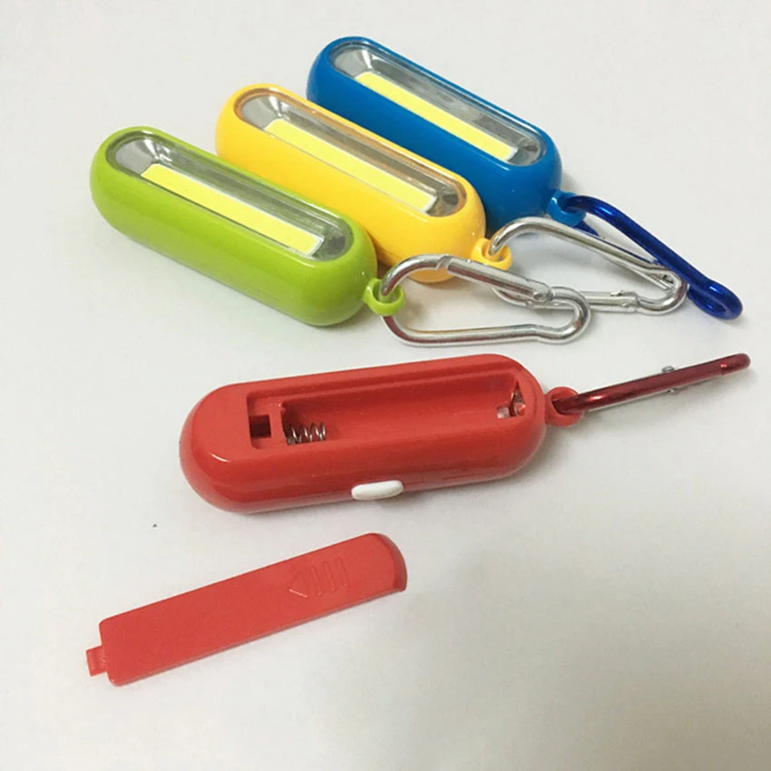 キーホルダー付きミニLED懐中電灯,3ファイル,プラスチック,便利,アウトドア,釣り,キャンプ用照明,カラビナランプ,単4電池