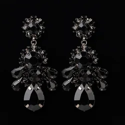 YFJEWE  High Quality Classic Black Water Rhinestone Drop Earrings For Women Hot Sale Bohe Crystal Earrings Party Gifts E091