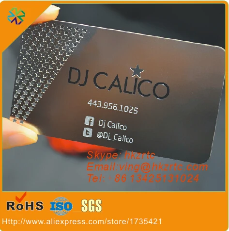 CR80 high quality small holes punched words engraving stainless steel metal card steel