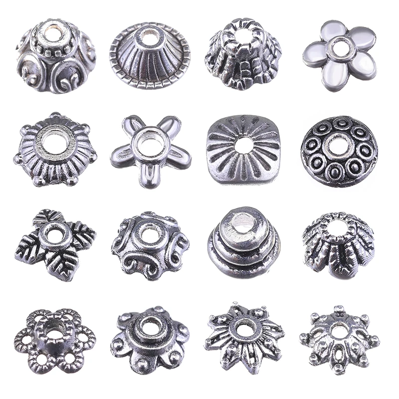 100pcs/lot Flower Shape End Bead Caps Ancient Silver Color Spacer Caps For DIY Jewelry Making Supplies Crafts Accessories