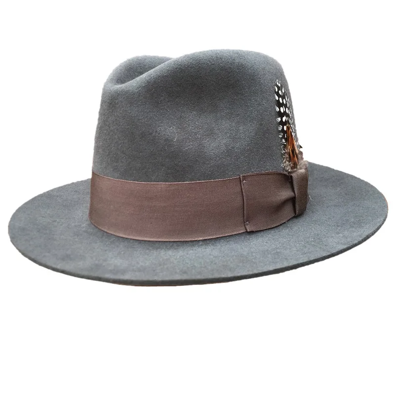 Luxury Angora Rabbit Fedora Hat Gangster Mobster Michael Jackson Gentleman Hats Black Grey Colors