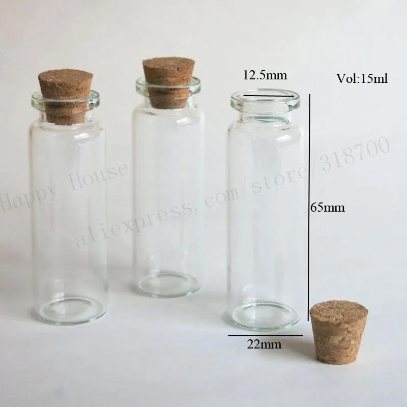 1000 x 15ml glass bottle with wood cork clear color crimp neck glass container decorative bottle craft bottle,22*65*12.5mm