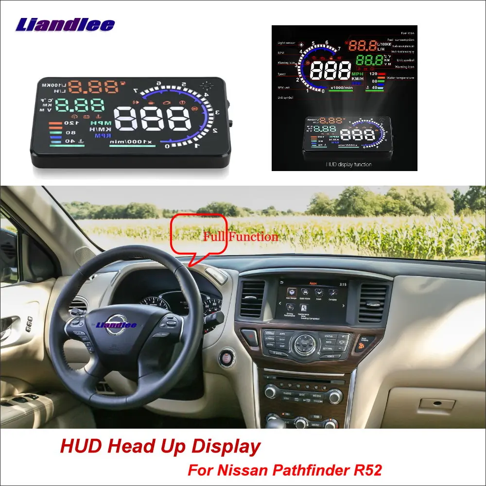 Car HUD Head Up Display For Nissan Pathfinder R52 2013-2018 Safe Driving Screen Full Function OBD Projector Windshield