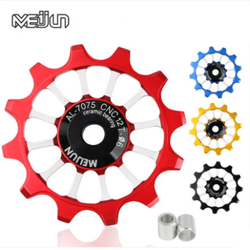 2pcs 12T MTB Bicycle Rear Derailleur Wheel Ceramic Bearing Road Bike Guide Roller Positive Negative Gear Cycling Accessories
