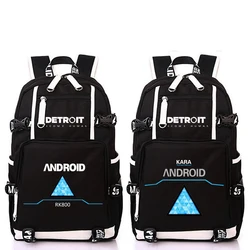 Anime Detroit Become Human Game USB Backpack Bag School Backpacks Laptop Shoulder Bags Cosplay Mochila