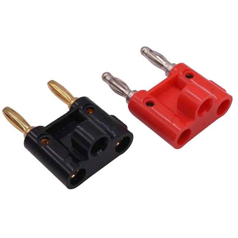 1 Pcs Double Row 4mm Banana Plug Connector 4mm Speaker Plug Adapter Two-position Audio Plug Lantern Cross Plug Connector