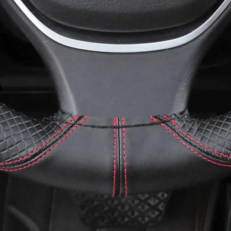 Genuine Leather Car Steering Wheel Cover Soft Anti slip Steering-Wheel Braid 100% Cowhide Braid With Needles Thread 38cm