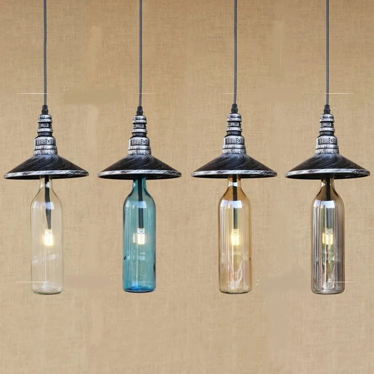 American water bottle pendant lights cafe bar restaurant kitchen personality glass Industrial Corridor pendant lamps ZA GY274