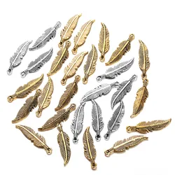 20Pcs/lot  Feather Charms Vintage Metal Charms Pendants Fit bracelet necklace earring Jewelry making