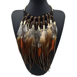 Multi-ethnic Elegant Fashion Statement Necklace 2023 New Latest Design Choker Feather Necklaces & Pendants Women Bijoux Jewelry