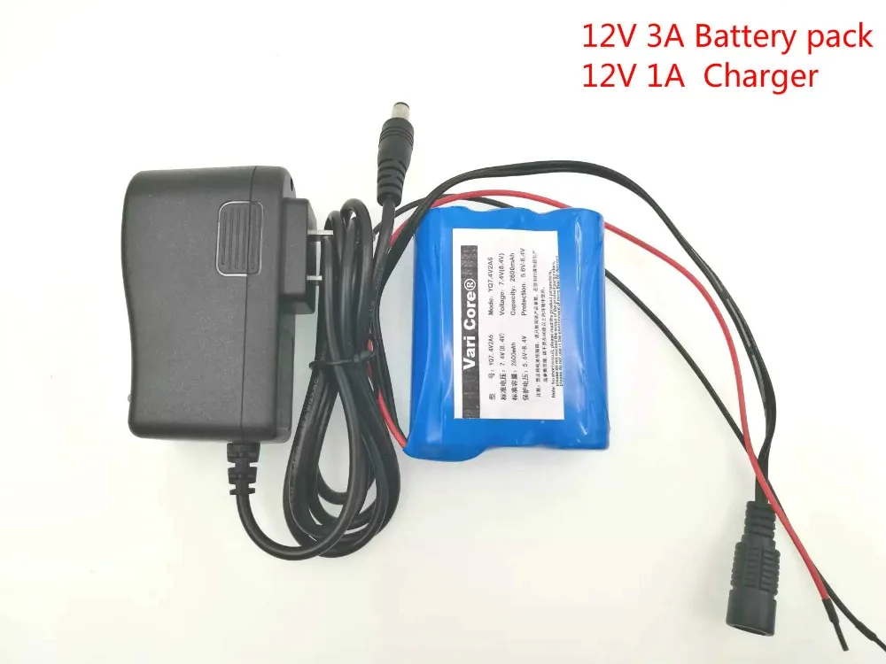 VariCore 12 V 3000 mAh 18650 Li-ion ładowalny akumulator do kamera telewizji przemysłowej 3A baterie + ładowarka 12.6V 1A