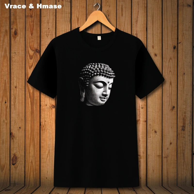 

Chinese style Gautama Buddha Head Portraits boutique short sleeve t-shirt Summer 2018 fashion casual quality t shirt men S-6XL