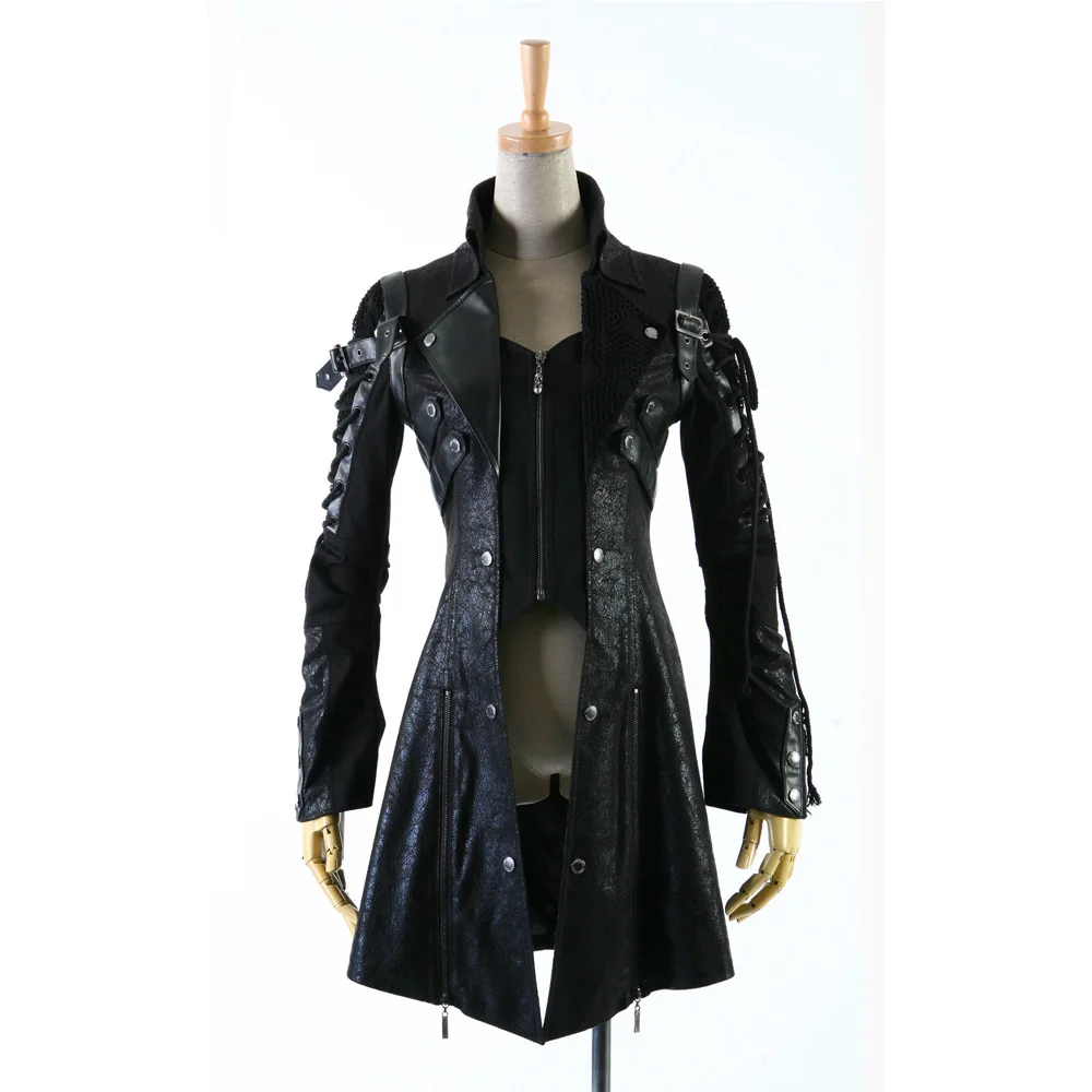 Punk Rave Gothic Man-made Leather Rock studded Cotton Jacket Coat Streampunk HoodieLot S-3XL Y349