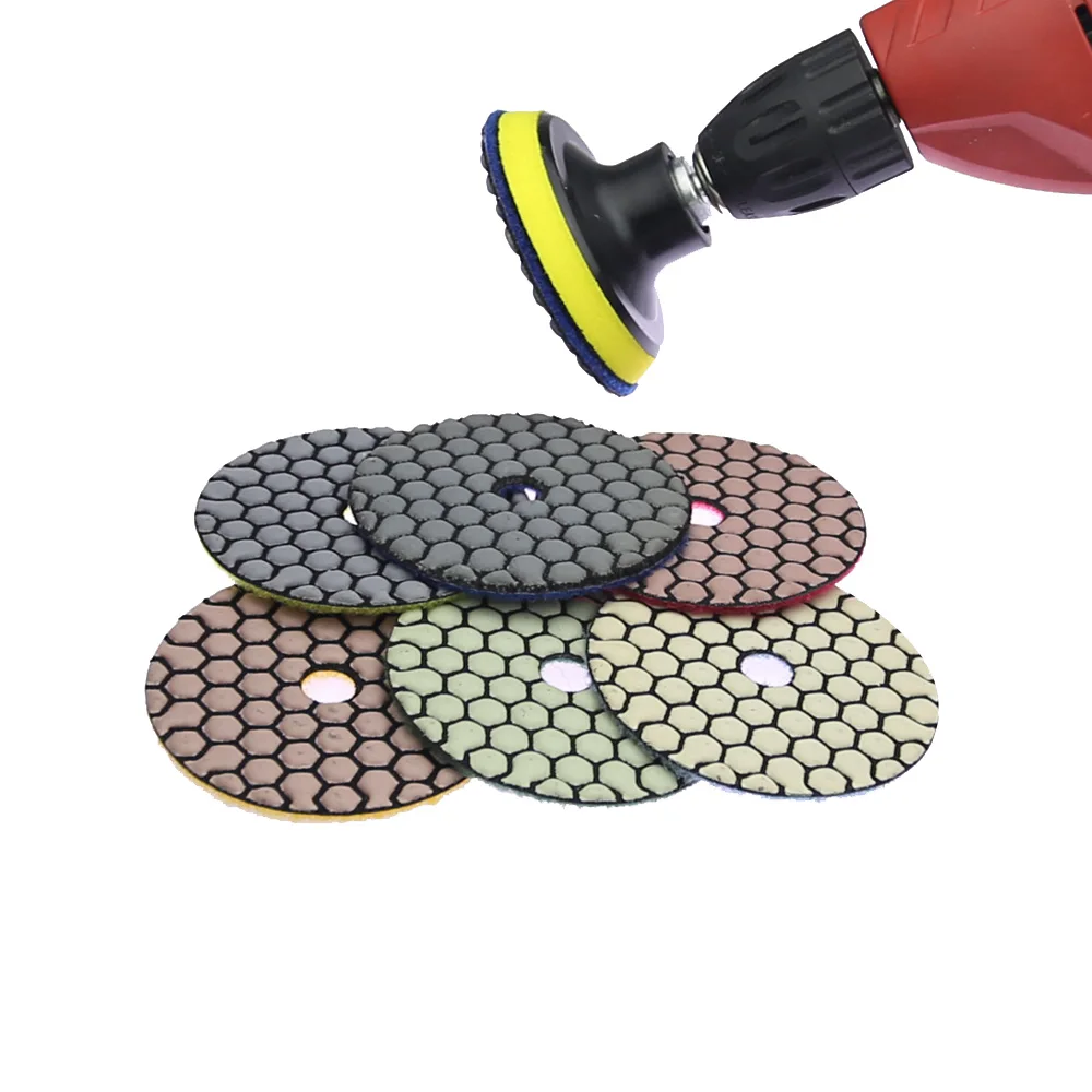 6 pieces 80/100mm Stone Dry Grinding Disc Marble Polishing Pad Holder Nozzle for Drill