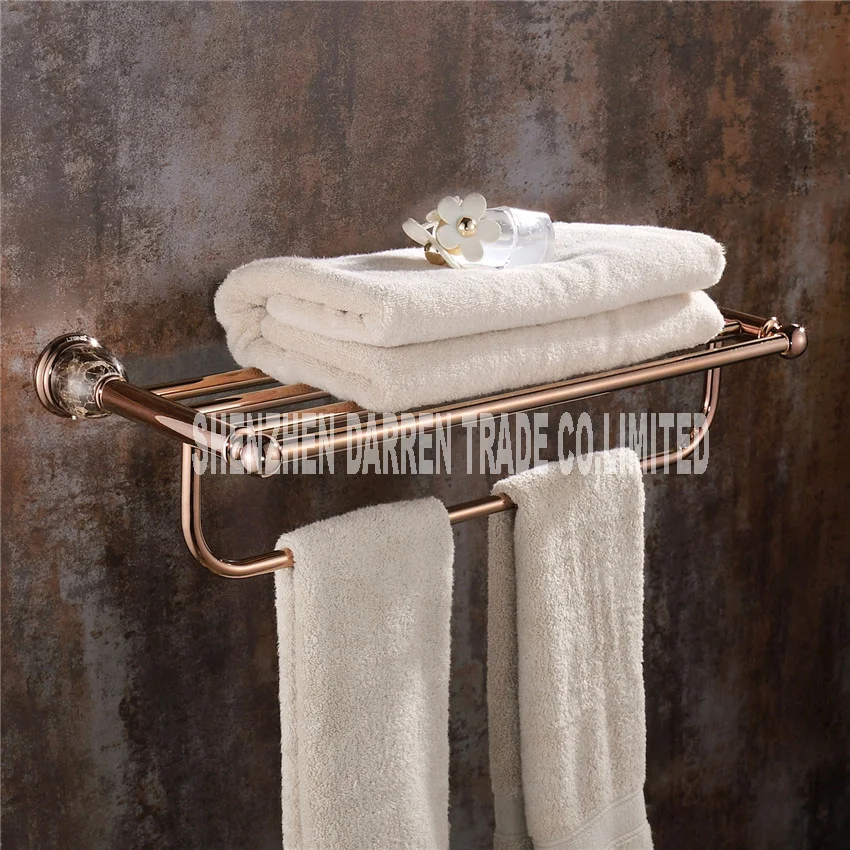 

New Arrival Marble base towel rack rose gold full copper towel rack bathroom hardware pendant European towel rack Hot selling