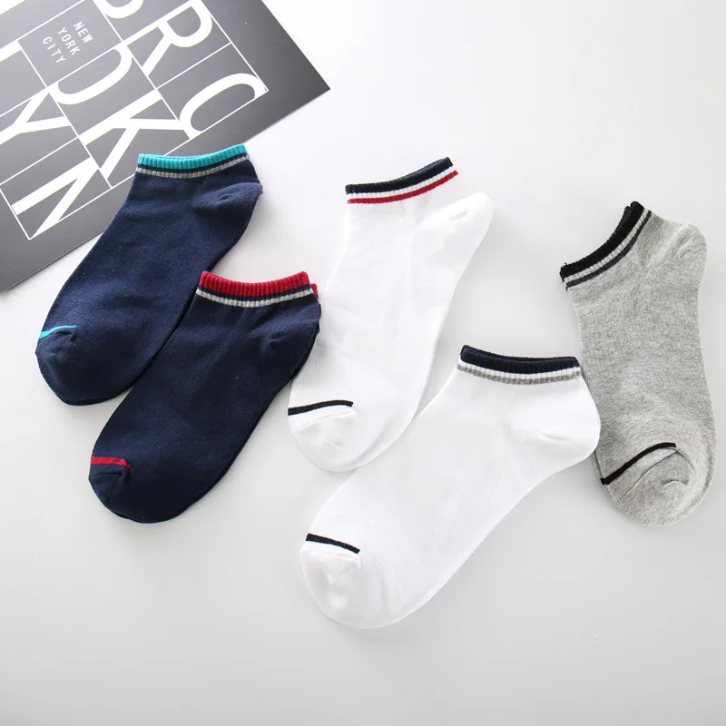 

YSMILE Y 5Pairs/lot New Men Ankle Socks Four Seasons Cotton Striped Sock Male Low Cut Boat Sox Soft Breathable Shallow Mouth Sox