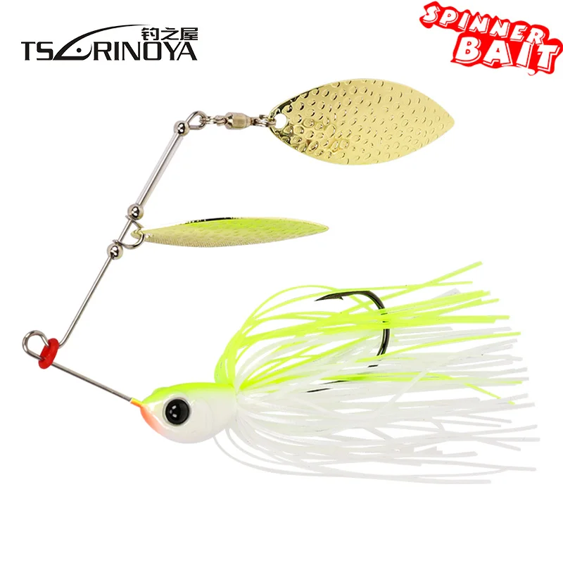 1pcs TSURINOYA 7g/10g Spinner Bait with Brass Fishing Spoon Lure Metal Jig Jigging lure Swimbait Spinnerbait