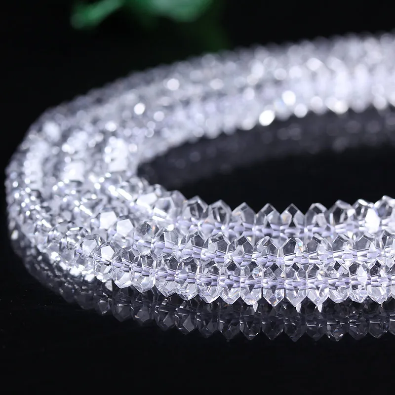 Natural Rock Quartz Beads Faceted Rondelle Spacer White Clear Crystal Loose Beads For Jewelry Making Beads Necklace Bracelet