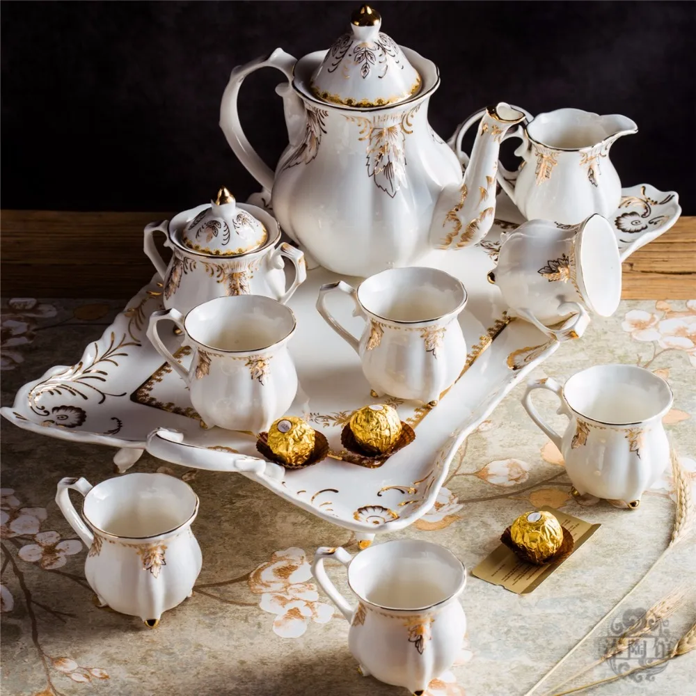 christmas Ceramic coffee set European style tea set with tray English afternoon  teapot tea  coffee cup gift set