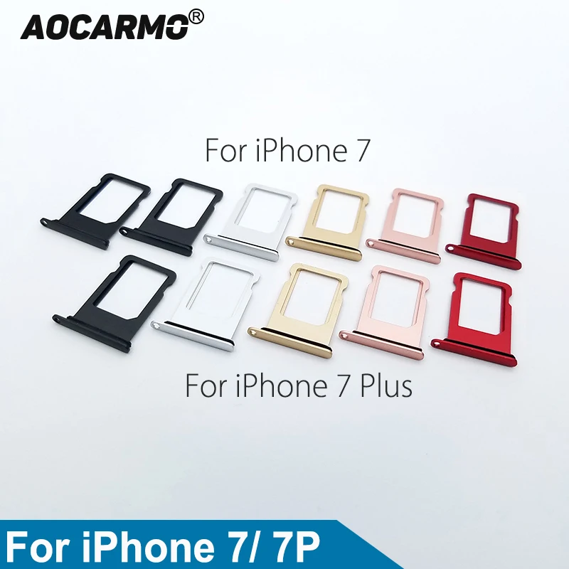 Aocarmo Aluminum Metal Nano Sim Card Tray Slot Holder With Rubber Gasket For iPhone 7 7P 7 Plus Replacement