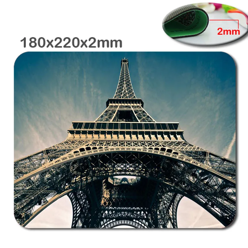 

DIY professional Quick printing size 220 * 180 * 2mm Eiffel Tower Retro News Sell New Small Size Mouse Pad Non-Skid Rubber Pad