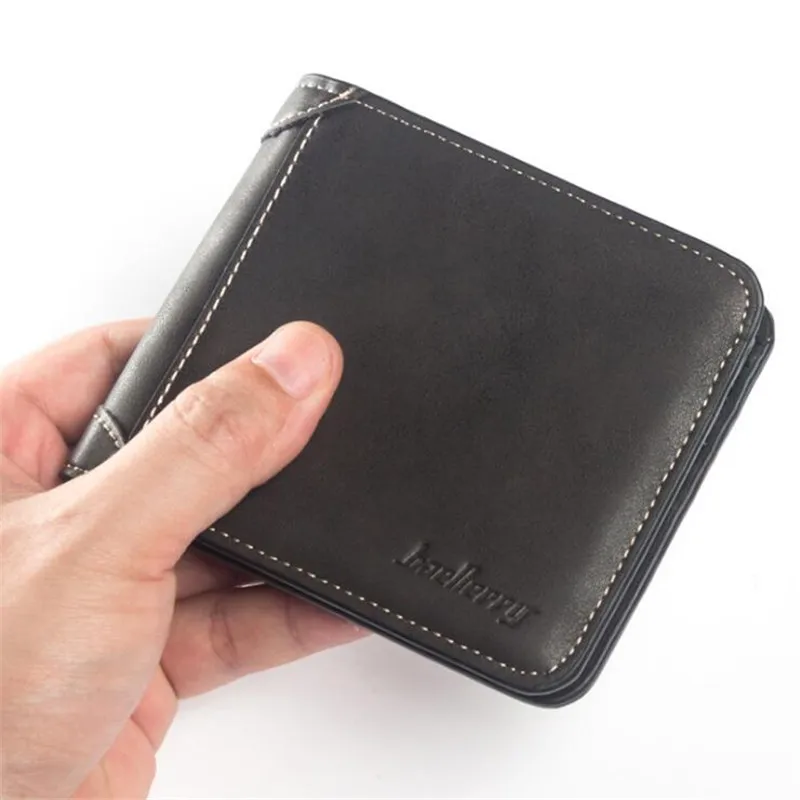 baellerry Vintage Soft Nubuck Leather Men\'s Wallet Tri-Fold Purse For Man Boys Money Bag Male Credit Card Holder