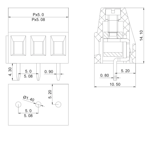 500pcs/lot PCB Screw Terminal Block Connector KF128-3P pitch:5.0MM/0.2inch Green KF128-5.0 3Pins Connection terminal block