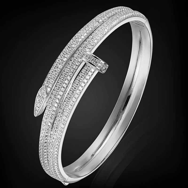 Luxury Brand Copper Gold-color Bracelet Anniversary Jewelry Europe Design Cubic Zircon Bracelet Bijoux Love Bangles Pulseira