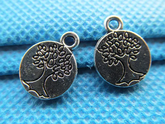 25pcs 12mm Antique Silver tone Filigree Lucky Wish Tree of Life Round Connector Pendant Charm/Finding,DIY Accessory