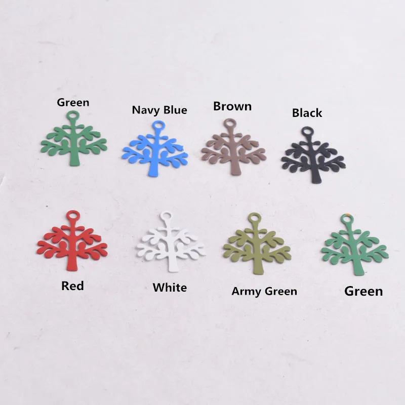 100 Stück AC9063 8mm*10mm Baum-Anhänger Artikel für DIY-Ohrringe Schmuckherstellung – Detail 3