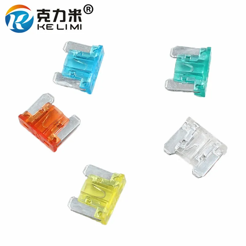 100Pcs Automotive PC and Zinc alloy Low-profile Mini Fuses 5A 7.5A 10A 15A 20A 25A 30A Car Fuse