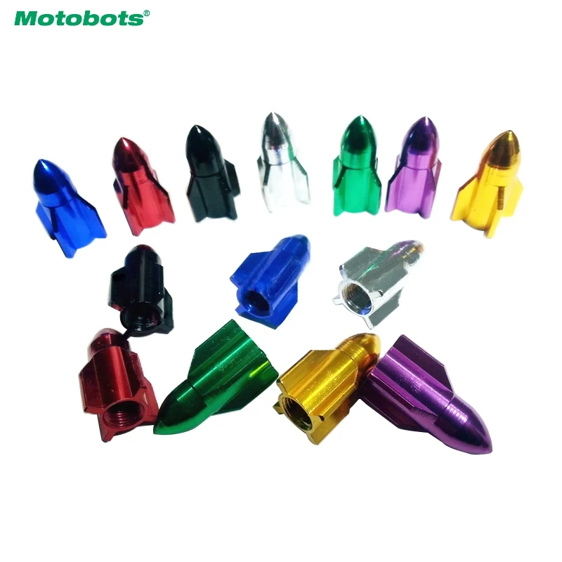 

MOTOBOTS 200pcs Missile Models Color Aluminum Valve Caps Gas Leak Tire Caps For Car Decoration Red/Purple/Golden/Silver/Blue