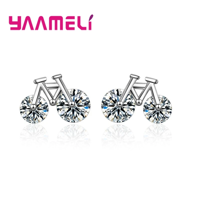 

Sports Style Round CZ Crystal 925 Sterling Silver Everyday Supplies Bicycle Vehicle Earring Car Show Anniversary Souvenir