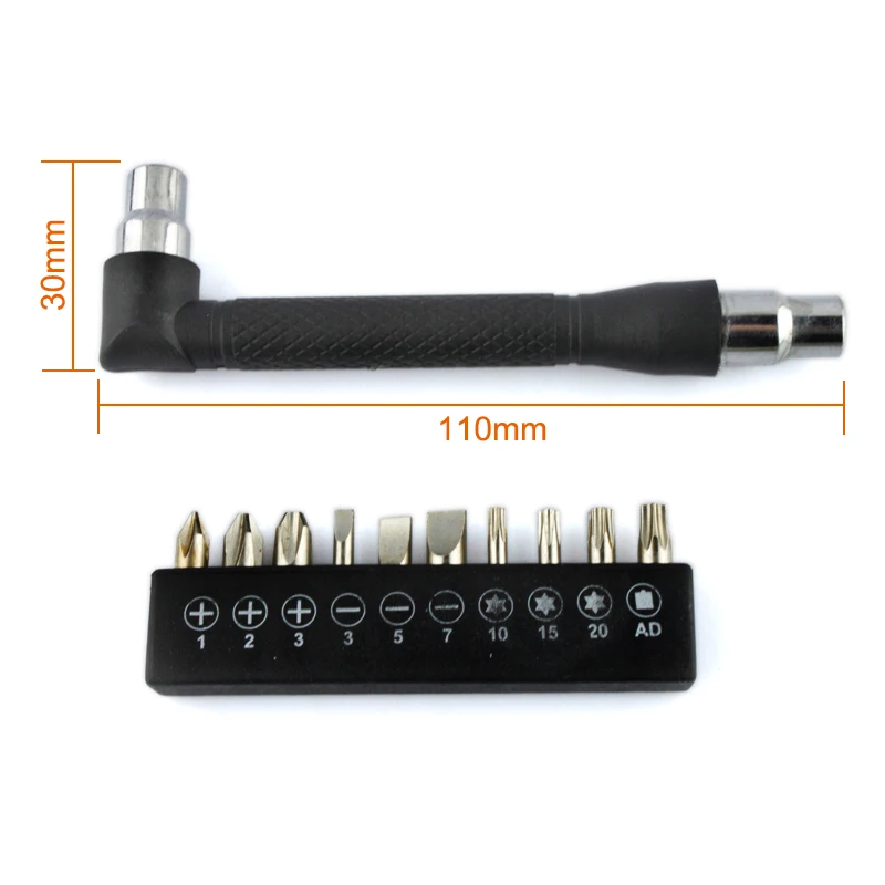 10in1 L-Type multi-functional screwdriver set is suitable for double-head magnetic screwdriver for electrical maintenance tool