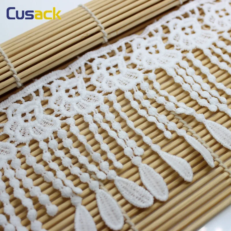 3meters 9cm Off White Flower Lace Trims Tassel for Costumes Applique DIY Sewing Milk Silk Fabric