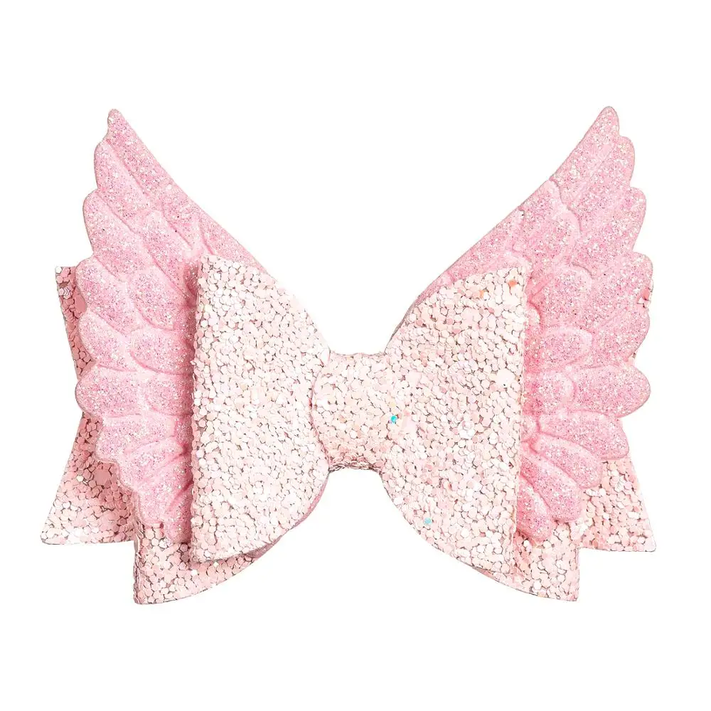 Thumblina Angel Wing Princess Hairgrips Glitter Hair Bows with Clip Dance Party Bow Hair Clip Girls Hairpin Hair Accessories