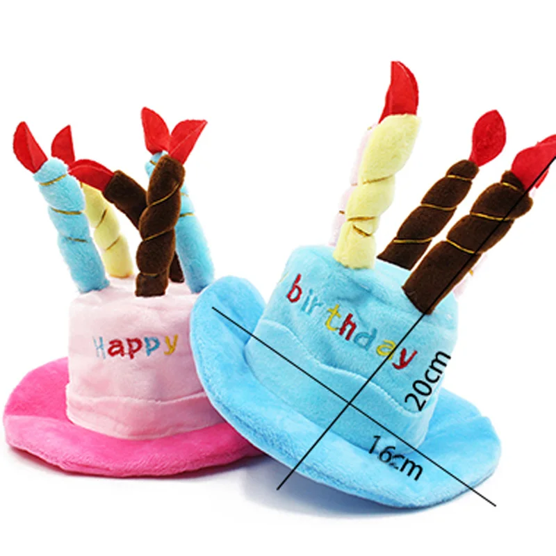 Cute Pets Dog Cats Birthday Caps Adjustable Corduroy Colorful Candles Small/Medium Dog Hat Puppy Cats Cosplay Costume Headwear