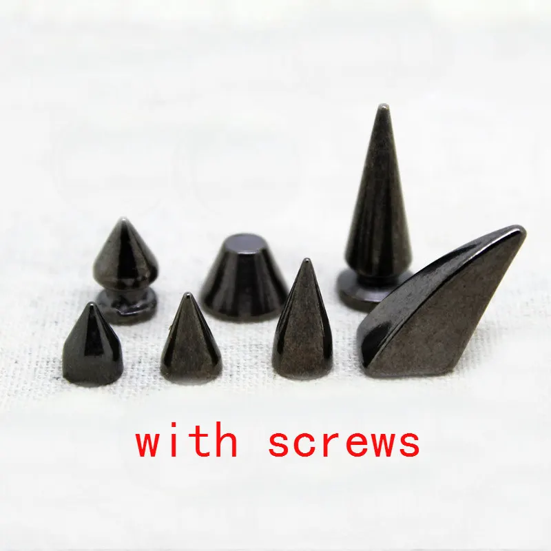 Multiple Size Metal Black Screw Spikes And Studs For Clothes Punk Rock Thorns Rivets For Leather Craft Jacket Accessary