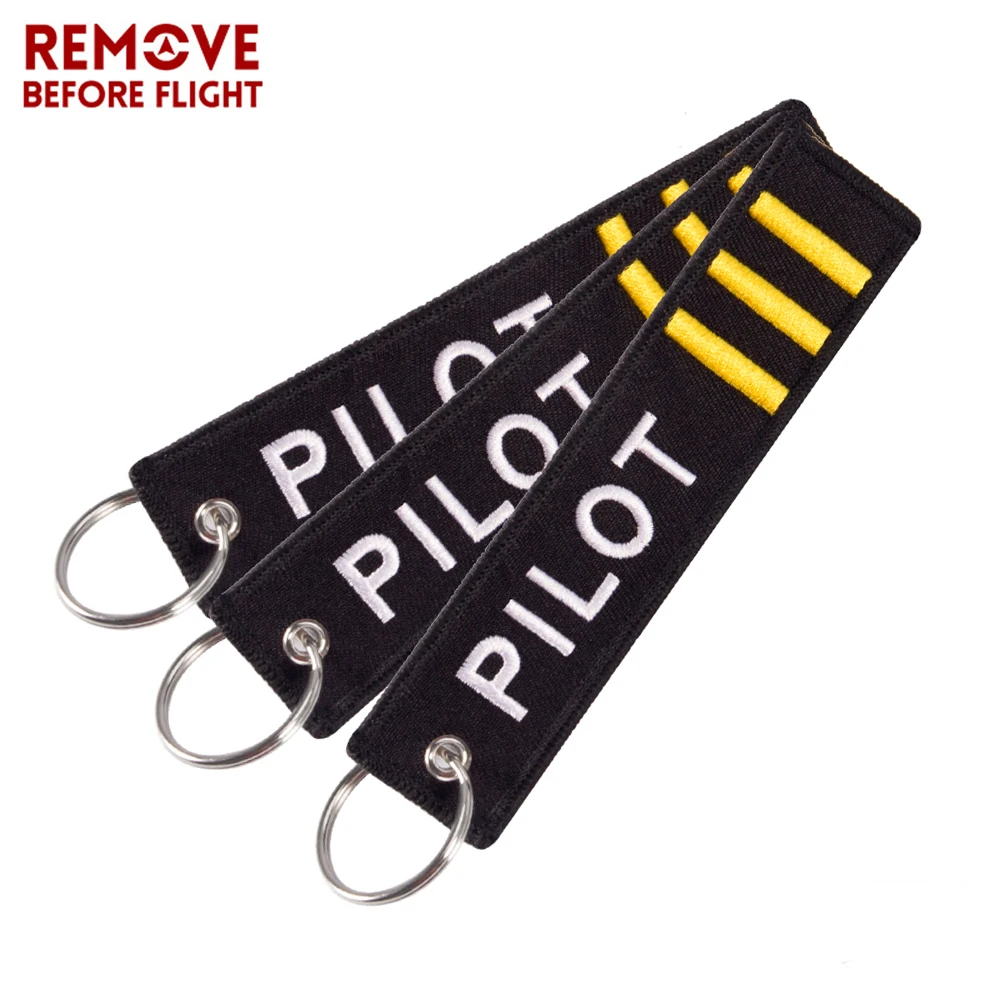 

3 PCS/LOT Keychains Jewelry Embroidery Co-Pilot Key Chain for Aviation Gifts Luggage Tag Label Fashion Keychains Wholesale