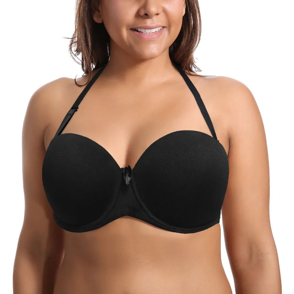 Nowa seksowna bielizna Push Up Bra Duży rozmiar 1/2 Cup Bez ramiączek Halter Kobiety Silikonowe wyściełane Ślub A B C D E F 70 75 80 85 90 95 — zdjęcie 5