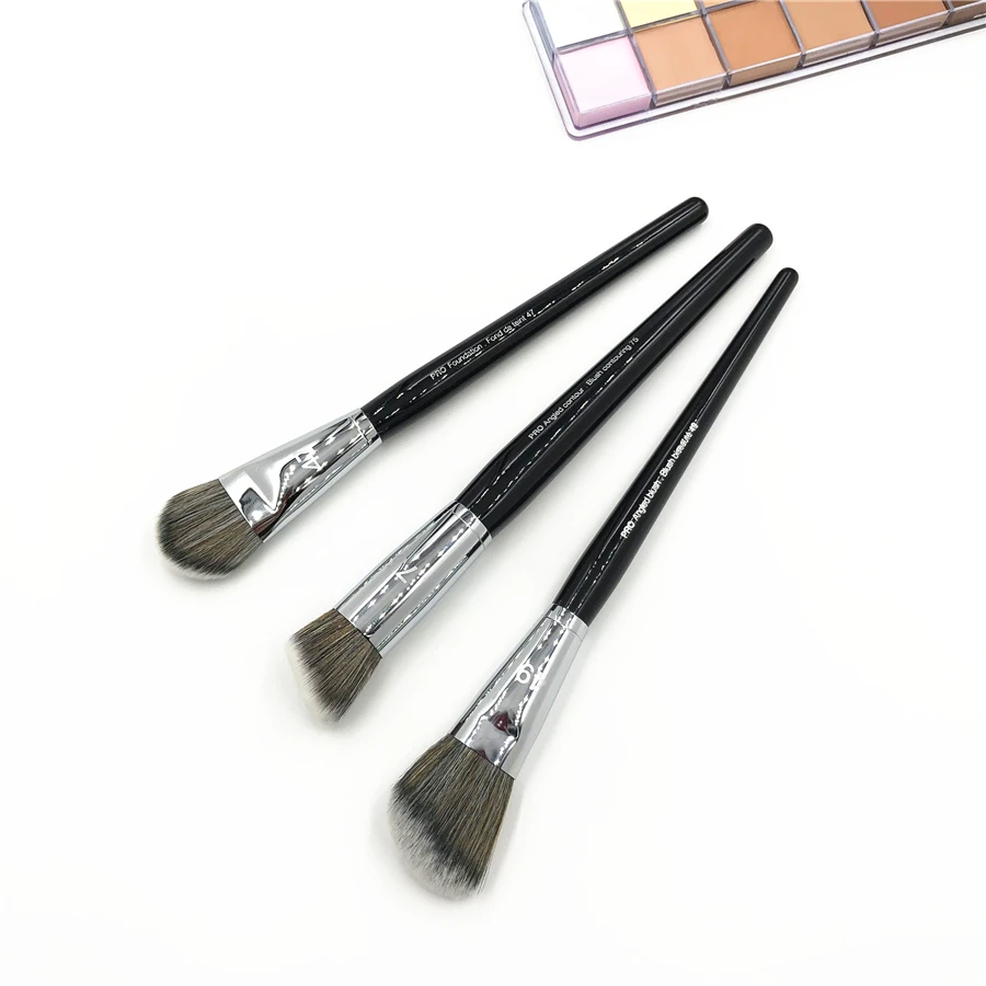 Professional Black Long Handle No.75 Contour Brush Pro No.47 Foundation Brush No.49 Angled Blush Bronzer Sculpting Make up Brush