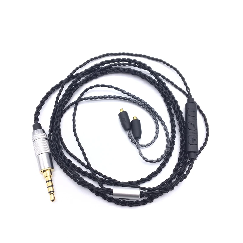 DIY SE215 HIFI Headset MMCX Upgrade Cable For Shure SE215 SE535 SE846 Earphones Headphone Cord With Mic for iphone huawei xiami