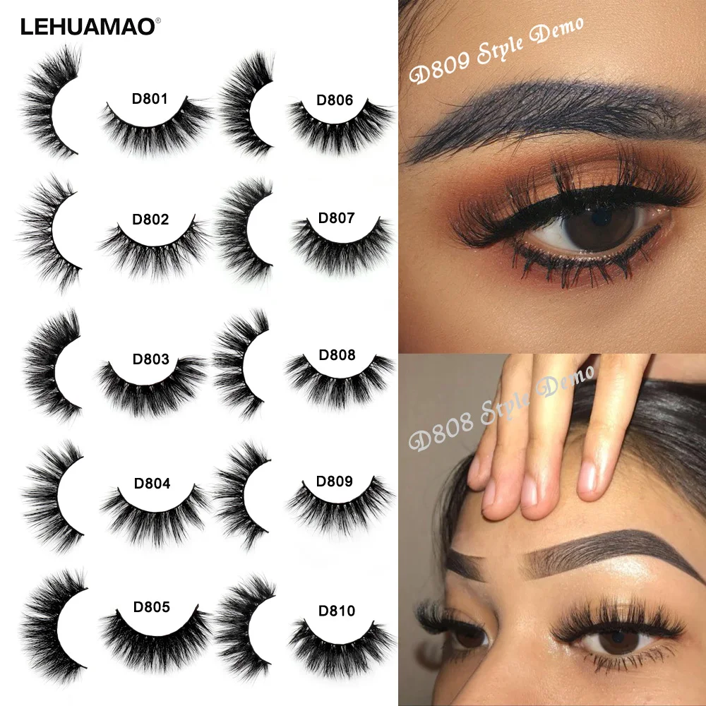 LEHUAMAO-3D Mink Cílios macios artesanais grossos, Lash maquiagem Wispy, Volume livre de crueldade, Soft Lash, reutilizável, cílios falsos